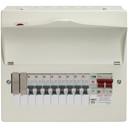 Wylex Consumer Unit with SPD 11 Way with 8 RCBOs